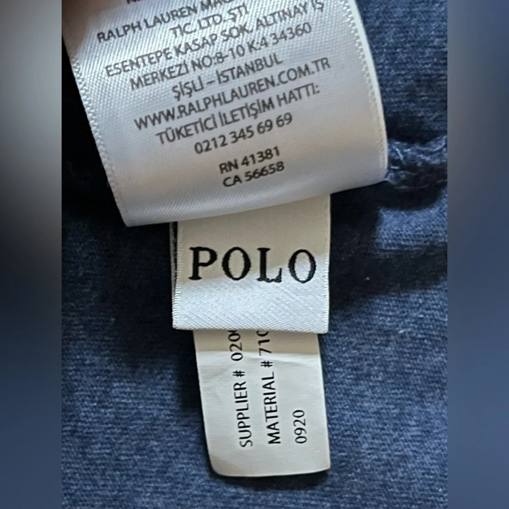 Men’s Polo by Ralph Lauren V-Neck Short Sleeve Tee - Embroidered Logo - Blue- XL